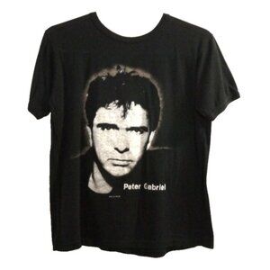 Vintage PETER GABRIEL black T Shirt 50/50 blend PRIME 1986 Adult size L
